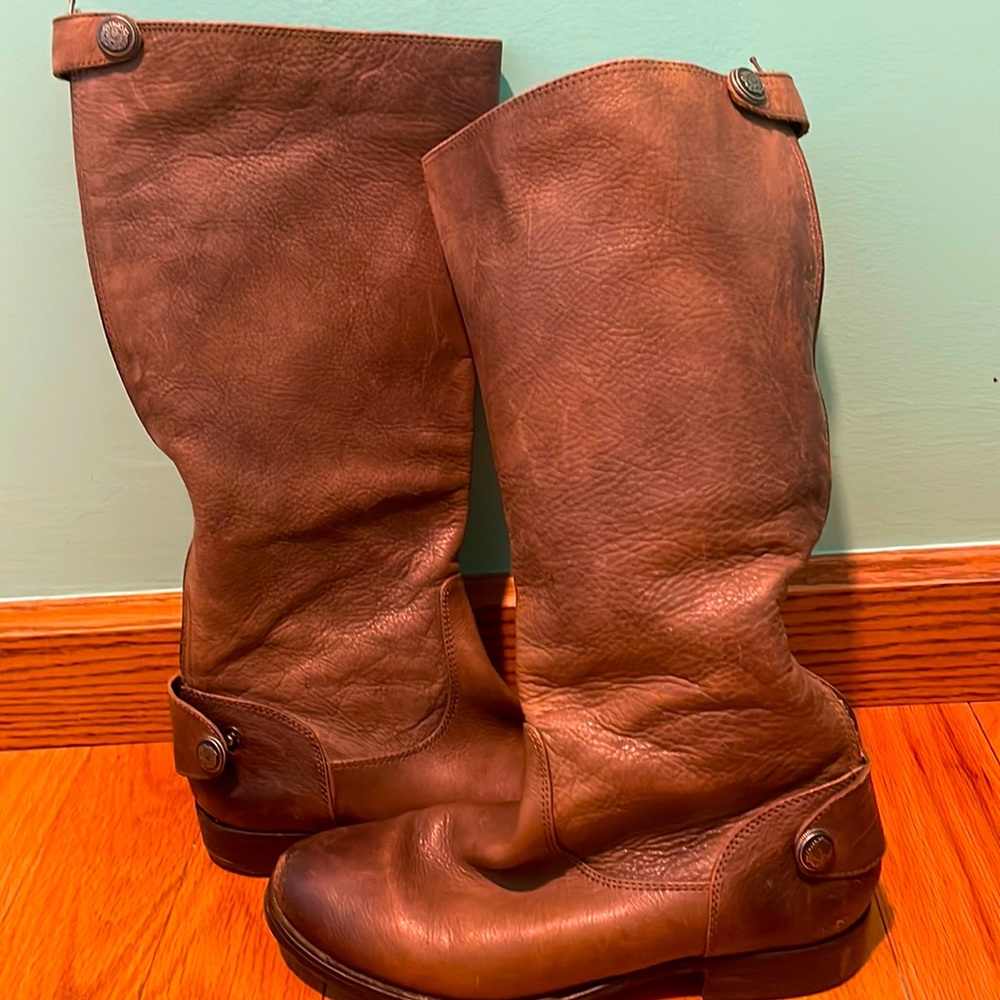 Brown distressed boots